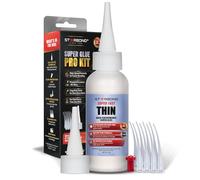 Starbond EM-02 Super Fast Thin - Adhesivo de cianoacrilato instantáneo prémium, pegamento instantáneo con una tapa adicional y micropuntas, 59 ml (para carpintería, tallado de bolígrafos, pasatiempos, estabilización, acabado, incrustación)