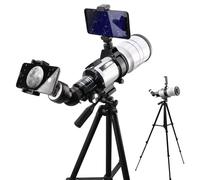 Starboosa Telescopio - Apertura de 70 mm con soporte de fotografía para smartphone totalmente metálico y soporte buscador de estrellas - perfecto para astrofotografía