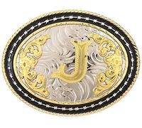 STARBRILLIANT Hebilla De Cinturón Western Para Hombre, Hebilla De Cinturón De Vaquero Grande, Hebilla De Cinturón De Vaquero Con Inicial, Hebilla De Oro Con Letras A a Z(J)