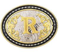 STARBRILLIANT Hebilla De Cinturón Western Para Hombre, Hebilla De Cinturón De Vaquero Grande, Hebilla De Cinturón De Vaquero Con Inicial, Hebilla De Oro Con Letras A a Z(R)