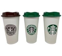 Starbucks Heritage - Juego de 3 vasos de viaje de plástico reutilizables de edición limitada, tamaño grande, mediano, 473 ml