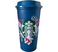 STARBUCKS Taza ecológica de viaje de plástico reutilizable, grande, mediano, 473 ml, color verde azulado