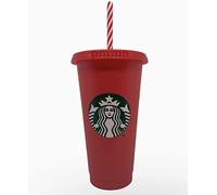 STARBUCKS Taza fría de plástico reutilizable con logotipo de sirena de Navidad, 24 onzas líquidas