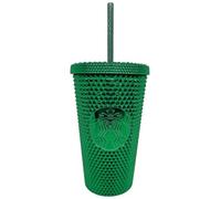 STARBUCKS Vaso con tachuelas para bebidas frías, color verde brillante, festivo, edición navideña, taza reutilizable