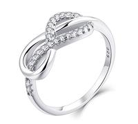 Starchenie - Anillos de plata de ley 925 con símbolo de infinito para mujer, promesa de amor eterno, anillo de boda chapado en platino, Platino, Circonita cúbica