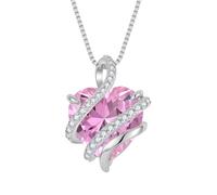starchenie Collar Corazón Mujer Plata de Ley 925 Infinito Amor Colgante Turmalina Rosa Piedras de Nacimiento Circonita Joyas Regalo