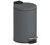 stardis Cubo de basura con pedal de 3 litros, de acero inoxidable, gris oscuro, mate, con dispositivo automático de descenso automático, con cubo interior, cubo de basura para cuarto de baño