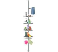stardis Estantería esquinera telescópica de acero inoxidable con 4 estantes, para ducha o baño, altura regulable de 120 a 300 cm, color gris
