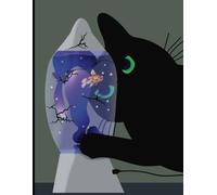 Stare in Glass: Inspirational Notebook - Black Cat Watching a Goldfish in a Cracked Lava Lamp - 120 Pages, College Ruled, Matte Cover, 8.5 x 11 in