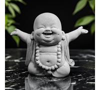 starfa lab Estatua de Buda sonriendo, estatua de monje zen orando esculturas adorno para jardín, exterior, riqueza, buena suerte, interior, mini decoración de pecera de Buda