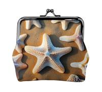 Starfish Beach - Cartera de piel sintética de microfibra estampada con cierre de beso para organizar el cambio de llaves del lápiz labial