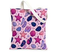 Starfish - Bolsa de lona para mujer, chanclas de verano para playa, diseño de melocotón, lavables, reutilizables, pequeñas ideas para familia, amigos, colegas, lectura, amores, 13 x 15 pulgadas