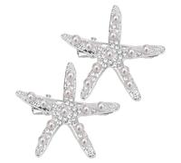 Starfish Hair Clip - Starfish Hairpins, Coastal Hair Accessories | Faux Pearl Rhinestone Barrettes, Comfortable Cute Theme Ornaments, Marine Hairpins With Sparkling Details