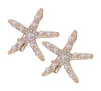 Starfish Hair Clip - Starfish Hairpins, Coastal Hair Accessories | Faux Pearl Rhinestone Barrettes, Comfortable Cute Theme Ornaments, Marine Hairpins With Sparkling Details