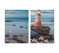 Starfish Lighthouse Beach Passport Holder PU para mujeres y hombres, fundas para tarjetas para artículos esenciales de viaje, cartera de viaje para identificación, crédito, seguro, seguro social.