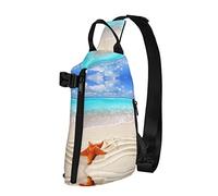 Starfish Ocean Beach - Mochila cruzada con estampado de estrellas de mar para hombres y mujeres, para caminar al aire libre, viajes, Negro -, Talla única