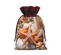 Starfish Seashell - 1 bolsa de Navidad con cordón de 8.3 x 11.8 pulgadas, bolsa robusta para regalos y artículos esenciales de uso diario