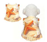 Starfish Seashell Art L - Ropa para mascotas para perros pequeños, bonito traje de verano para cachorros, ropa suave y transpirable para mascotas para gatos