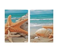 Starfish Seashell Beach Passport Holder PU para mujeres y hombres, fundas para tarjetas para artículos esenciales de viaje, cartera de viaje para identificación, crédito, seguro, seguro social.