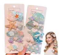 Starfish Seashell Hair Clips,Elegant Ocean Hair Clips for Women,Seashell Starfish Pearl Embellishment Barrettes,Glitter Fashion Beach Hairpin Hairs Accessories for Ladies Girls Bride (Blue-B)