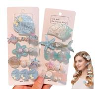 Starfish Seashell Hair Clips,Elegant Ocean Hair Clips for Women,Seashell Starfish Pearl Embellishment Barrettes,Glitter Fashion Beach Hairpin Hairs Accessories for Ladies Girls Bride (Blue-A)