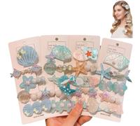 Starfish Seashell Hair Clips,Elegant Ocean Hair Clips for Women,Seashell Starfish Pearl Embellishment Barrettes,Glitter Fashion Beach Hairpin Hairs Accessories for Ladies Girls Bride (Blue*4)