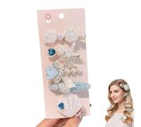 Starfish Shell Hairpin Set,Artificial Seashell Starfish Mermaid Pearl Barrettes,Acrylic Resin Women Hair Clip for Beachy,Party Styles