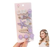Starfish Shell Hairpin Set,Artificial Seashell Starfish Mermaid Pearl Barrettes,Acrylic Resin Women Hair Clip for Beachy,Party Styles