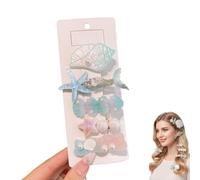 Starfish Shell Hairpin Set,Artificial Seashell Starfish Mermaid Pearl Barrettes,Acrylic Resin Women Hair Clip for Beachy,Party Styles
