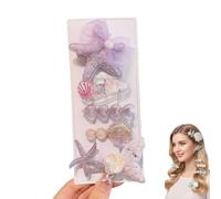 Starfish Shell Hairpin Set,Artificial Seashell Starfish Mermaid Pearl Barrettes,Acrylic Resin Women Hair Clip for Beachy,Party Styles