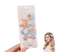 Starfish Shell Hairpin Set,Artificial Seashell Starfish Mermaid Pearl Barrettes,Acrylic Resin Women Hair Clip for Beachy,Party Styles