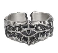 Starforged Anillo de plata conmemorativo de Warhammer de la Cruzada Negra del Ojo del Terror Abaddon the Despoiler 40K, Metal, Sin piedras preciosas