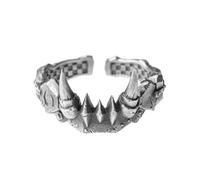 Starforged Warhammer - Anillo de 40 K con diseño de piel verde de Gork y Mork, Orkz, plata, accesorios de joyería, 11.8 mm x 23.7 mm, Metal, Sin piedra preciosa