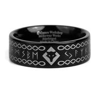 Starforged Warhammer - Anillo de aleación para hombre, diseño de orcos y lobos fenrisianos, ligas de Votann, 40 K, SpaceWolf-10, 10, Metal no precioso., Sin piedras preciosas