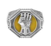 Starforged Warhammer - Anillo de plata de 40 quilates con puño imperial, Metal, Sin piedras preciosas