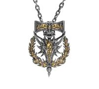 Starforged Warhammer - Collar con colgante de salamandras del amanecer de 40 quilates para hombre, 44 mm (H) x 32 mm (W) x 6 mm (L), Plata esterlina, No es una piedra preciosa