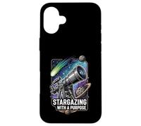 Stargazing with a Purpose Telescope Space Astronomy Design Carcasa para iPhone 16 Plus