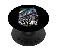 Stargazing with a Purpose Telescope Space Astronomy Design PopSockets PopGrip Adhesivo