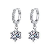StarGems 0.5ct Moissanite 925 Silver Platinum Plated Six-Prong Classical Ear Cuff B4660