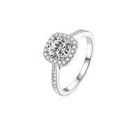 StarGems 1ct Moissanite Plata de ley 925 chapada en platino Anillo vintage de cuatro puntas con bisel de zirconia B4447-2ct-17.75