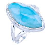 StarGems Natural Larimar Anillo de plata de ley 925 hecho a mano 11 1/2 F1415