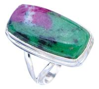 StarGems Natural Rubí Zoisita Anillo de plata de ley 925 hecho a mano 15 1/4 F1604