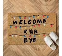 stargrafic Felpudo Original con Luces de Colores - Welcome Run Bye - Fibra de Coco 60x33 cm con Base Antideslizante - Decoración Entrada Casa Estilo RetroFelpudos Frikis. (Stranger Run)
