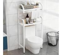 STARHMLUX Estanteria Baño Encima WC Impermeable con Toallero, Mueble sobre Inodoro con Estantes, Ahorra Espacio White 2F-70cm