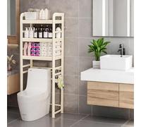 STARHMLUX Estanteria Baño Encima WC Impermeable, Mueble sobre Inodoro con Estantes Ajustables, Ahorra Espacio White 3F