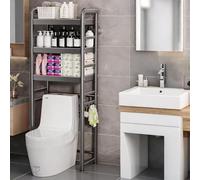 STARHMLUX Estanteria Baño Encima WC Impermeable, Mueble sobre Inodoro con Estantes Ajustables, Ahorra Espacio Black 3F