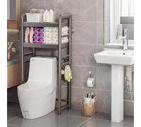 STARHMLUX Estanteria Baño Encima WC Impermeable, Mueble sobre Inodoro con Estantes Ajustables, Ahorra Espacio Black 2F