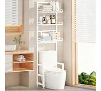 STARHMLUX Estanteria Baño Encima WC Impermeable, Mueble sobre Inodoro con Estantes Ajustables, Muebles para Baño Ahorra Espacio para Cuarto de Baño White 3F