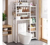 STARHMLUX Estanteria Baño Encima WC Impermeable, Mueble sobre Inodoro con Estantes Ajustables, Muebles para Baño Escalable, Ahorra Espacio White