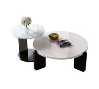 STARHMLUX Mesa Centro Blanca - Mesa de Centro Redonda Patas de Mesa de Madera Maciza Tablero de Mesa de Tablero de Roca para Sala de Estar y Oficina Black 40+80